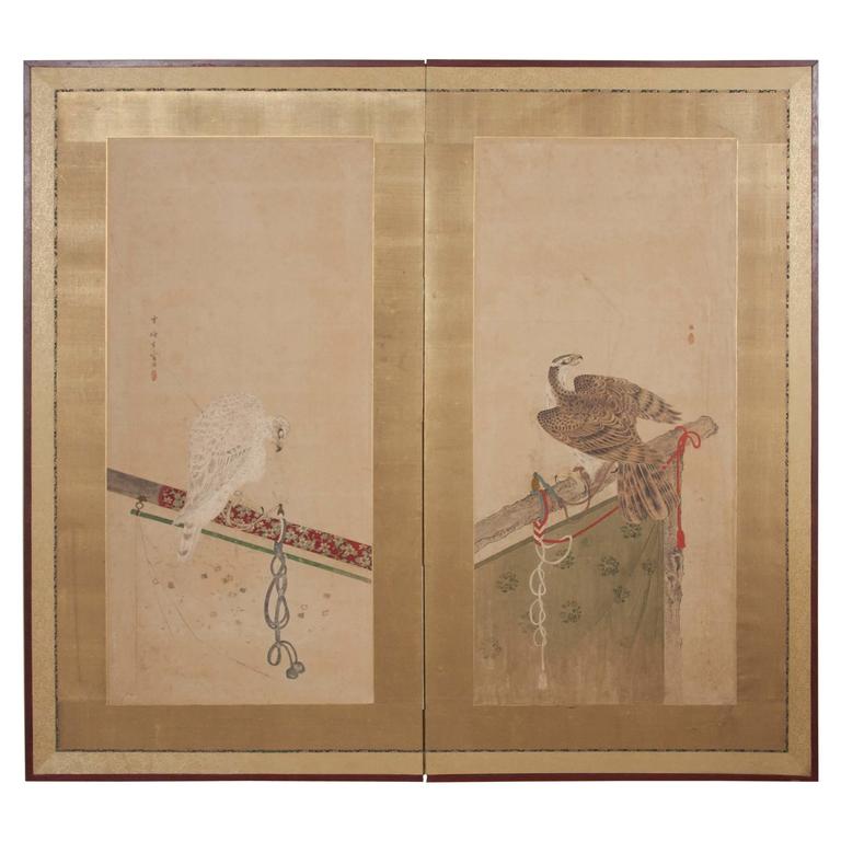 Japanese Edo Period Two-Panel Screen