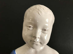19th Century Glazed Ceramic Bust of a Boy by Cantagalli, Florence, Italy
