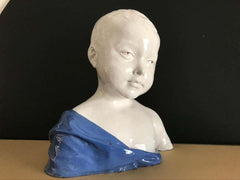 19th Century Glazed Ceramic Bust of a Boy by Cantagalli, Florence, Italy