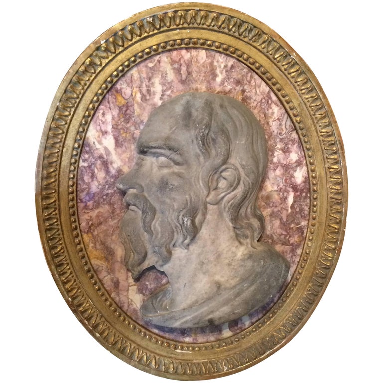 Roman Marble Relief Portrait of Seneca