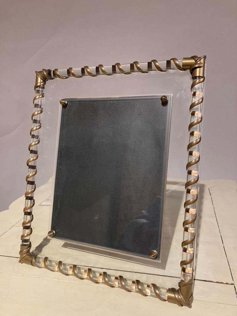 Fontana Arte Glass and Brass Picture Frame