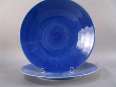 Twelve Blue Glass Bowls with Underplates
