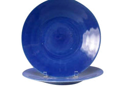 Twelve Blue Glass Bowls with Underplates