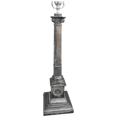 Silver Neoclassical Column Table Lamp