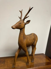 Swiss Black Forest Carved Walnut Stag