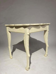 French Provincial Painted Side Table with Hoof Feet