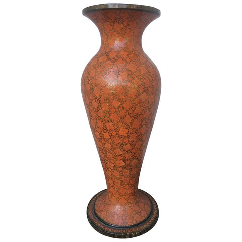 Large Scale Red Lacquer Papier Mache Urn