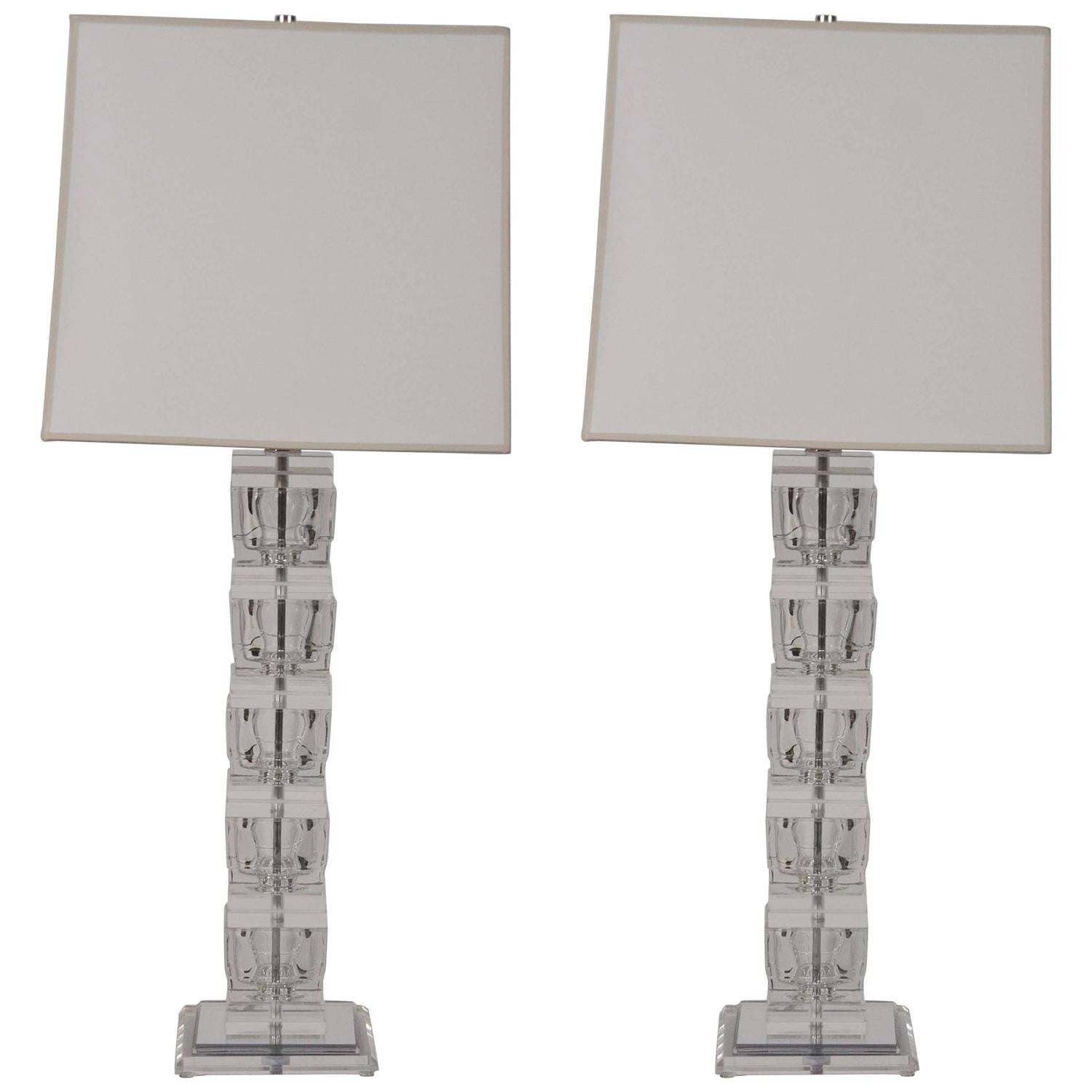 Pair of Lucite Lamps in the Style of Karl Springer