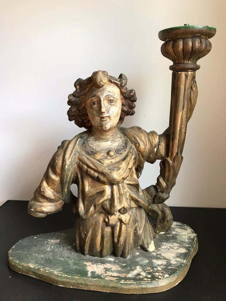 18th Century Italian Carved and Gilt Angel Torchère