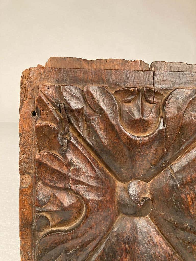 17th Century Spanish Carved Walnut Door Panel
