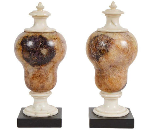 Pair of Blue John fluorspar decorative Urns