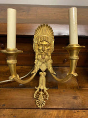 Pair 19th Century French Neoclassical Gilt Bronze Wall Sconces