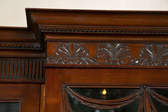 Finely Carved Mahogany Breakfront Bookcase