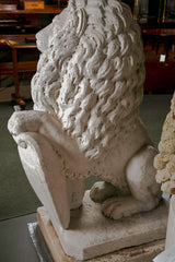 Pair of Carrara Marble Armorial Lions