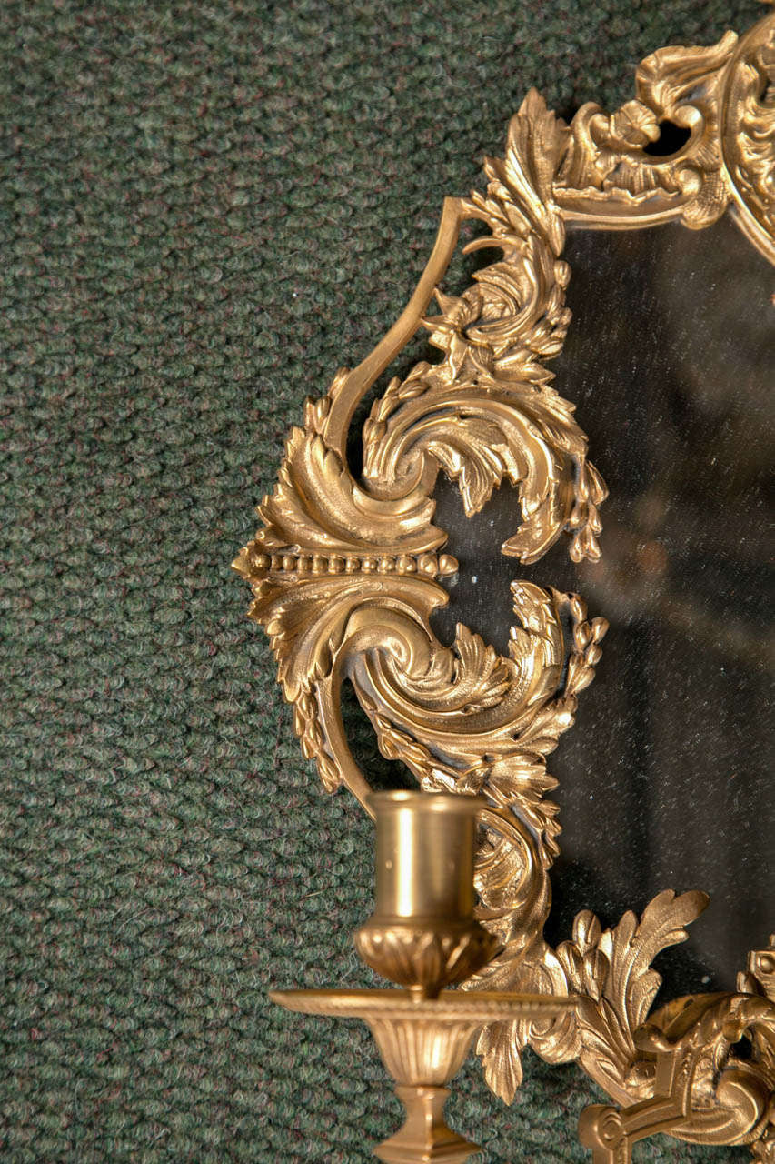 Pair of Louis XIV Bronze D'ore Sconces