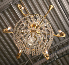 Caldwell Feather Crown Bronze & Crystal Chandelier