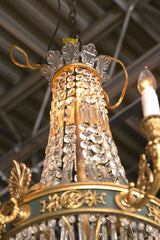 Caldwell Feather Crown Bronze & Crystal Chandelier