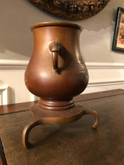 Japanese Bronze Vase on Tripod Base, Signed