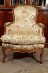 Pair of French Louis XV Walnut Bergere Chairs