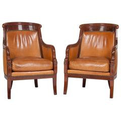 Matched Pair of Mahogany Louis Philippe Bergères