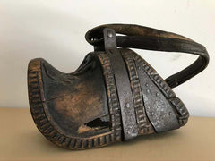 Spanish Colonial Carved Wood and Iron Stirrups