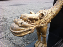 Pair Carved Giltwood Dragons