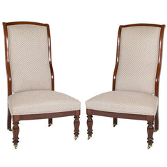 Matched Pair of Early Louis Philippe Mahogany Slipper Chairs