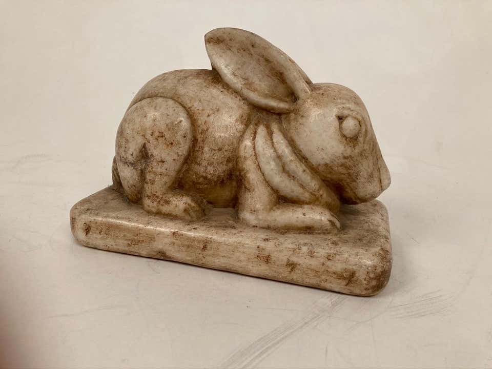 Anglo-Indian Carved Marble Figure of a Rabbit
