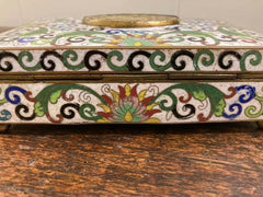 Chinese Cloisonne Box with Carved Jade Inset Medallion