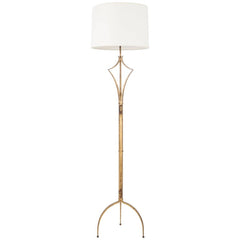 French Mid-Century Gilt Iron Floor Lamp