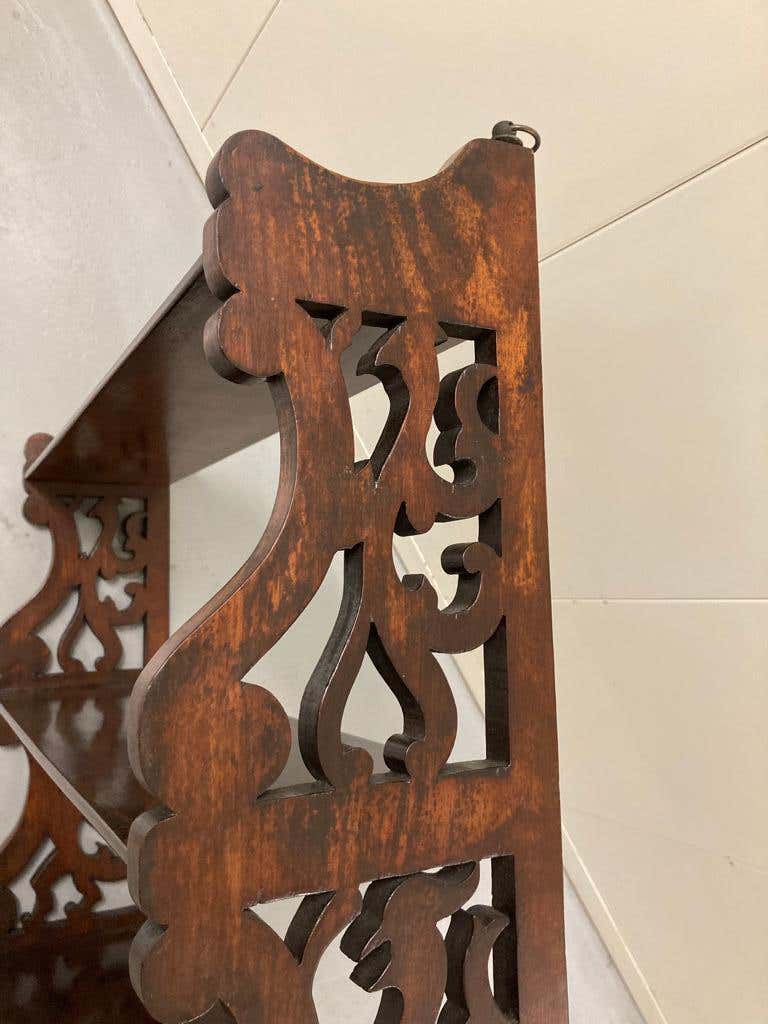 19th Century English Regency Carved Mahogany Hanging Shelf