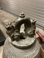 19th Century Burmese Bronze Temple Bell with Stand