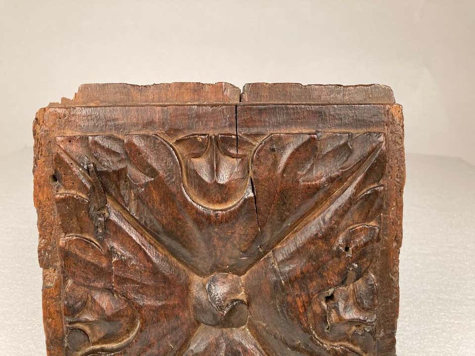 17th Century Spanish Carved Walnut Door Panel