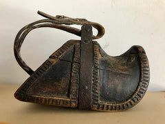 Spanish Colonial Carved Wood and Iron Stirrups