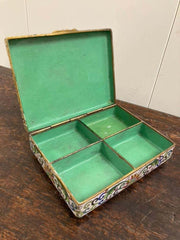 Chinese Cloisonne Box with Carved Jade Inset Medallion