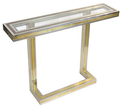 Mixed Metal Glass-top Console