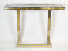 Mixed Metal Glass-top Console