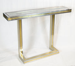 Mixed Metal Glass-top Console