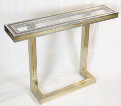 Mixed Metal Glass-top Console