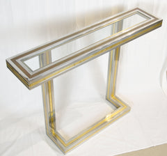 Mixed Metal Glass-top Console
