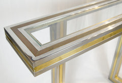 Mixed Metal Glass-top Console