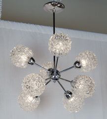 Eight-Arm Chrome & Glass Sputnik Chandelier Attributed to Richard Essig