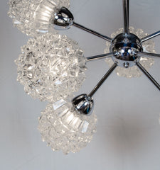 Eight-Arm Chrome & Glass Sputnik Chandelier Attributed to Richard Essig