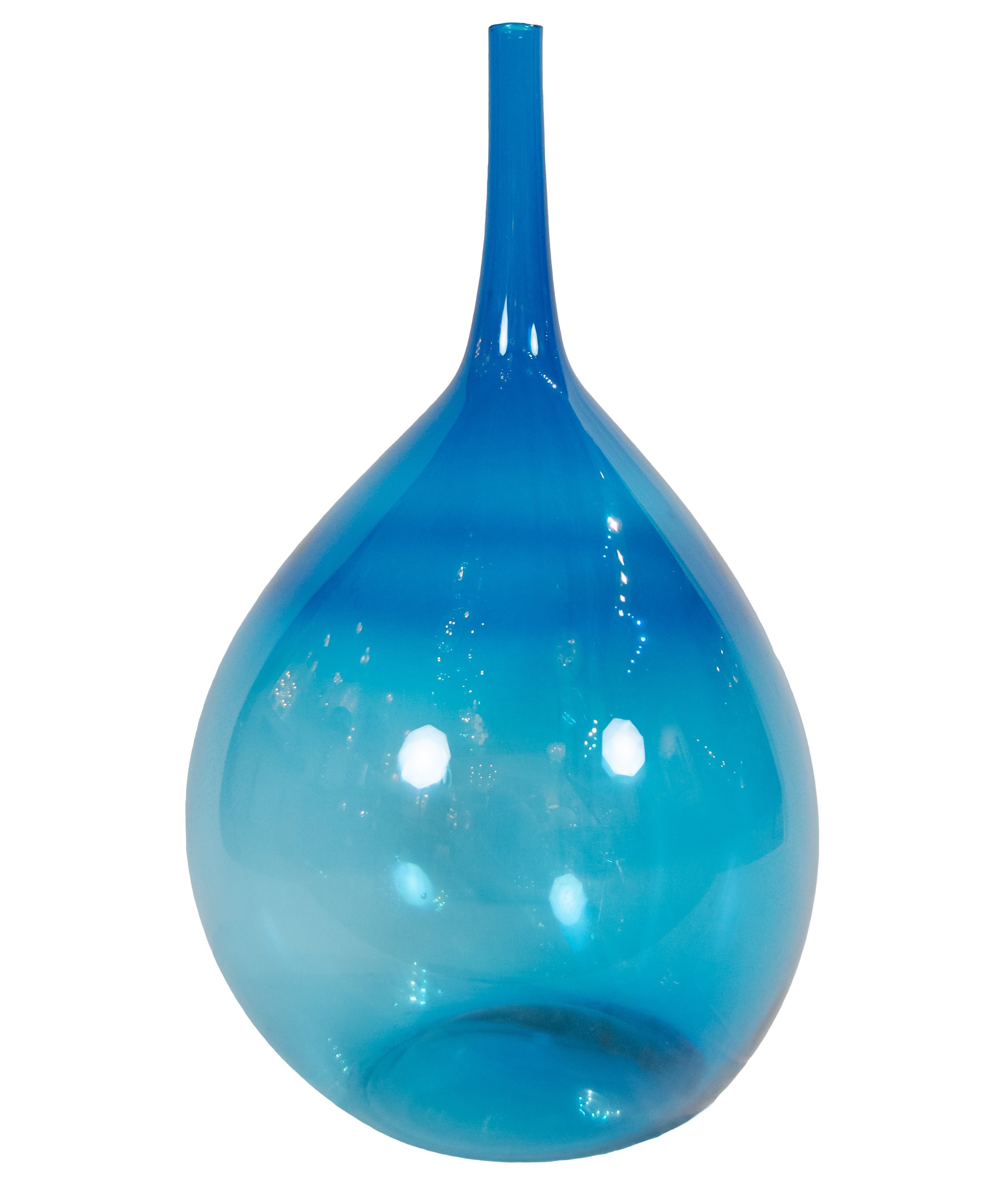 Massive Blue Glass Orb Vase Attributed Joel Meyers - Blenko Glass