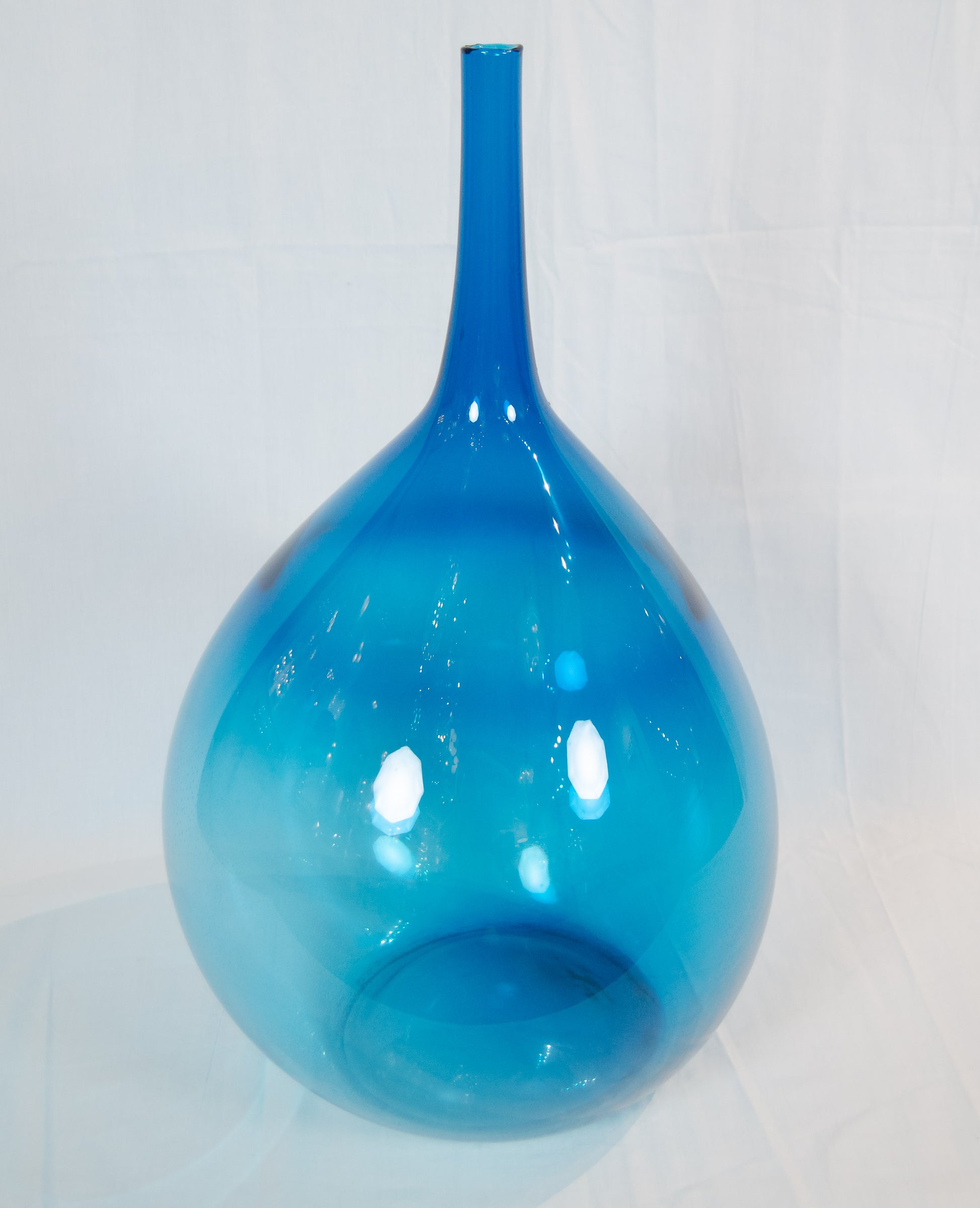 Massive Blue Glass Orb Vase Attributed Joel Meyers - Blenko Glass