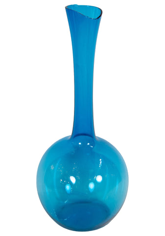 Massive Blue Glass Elongated Vase Attributed to Joel Philip Myers -  Blenko Glass Co