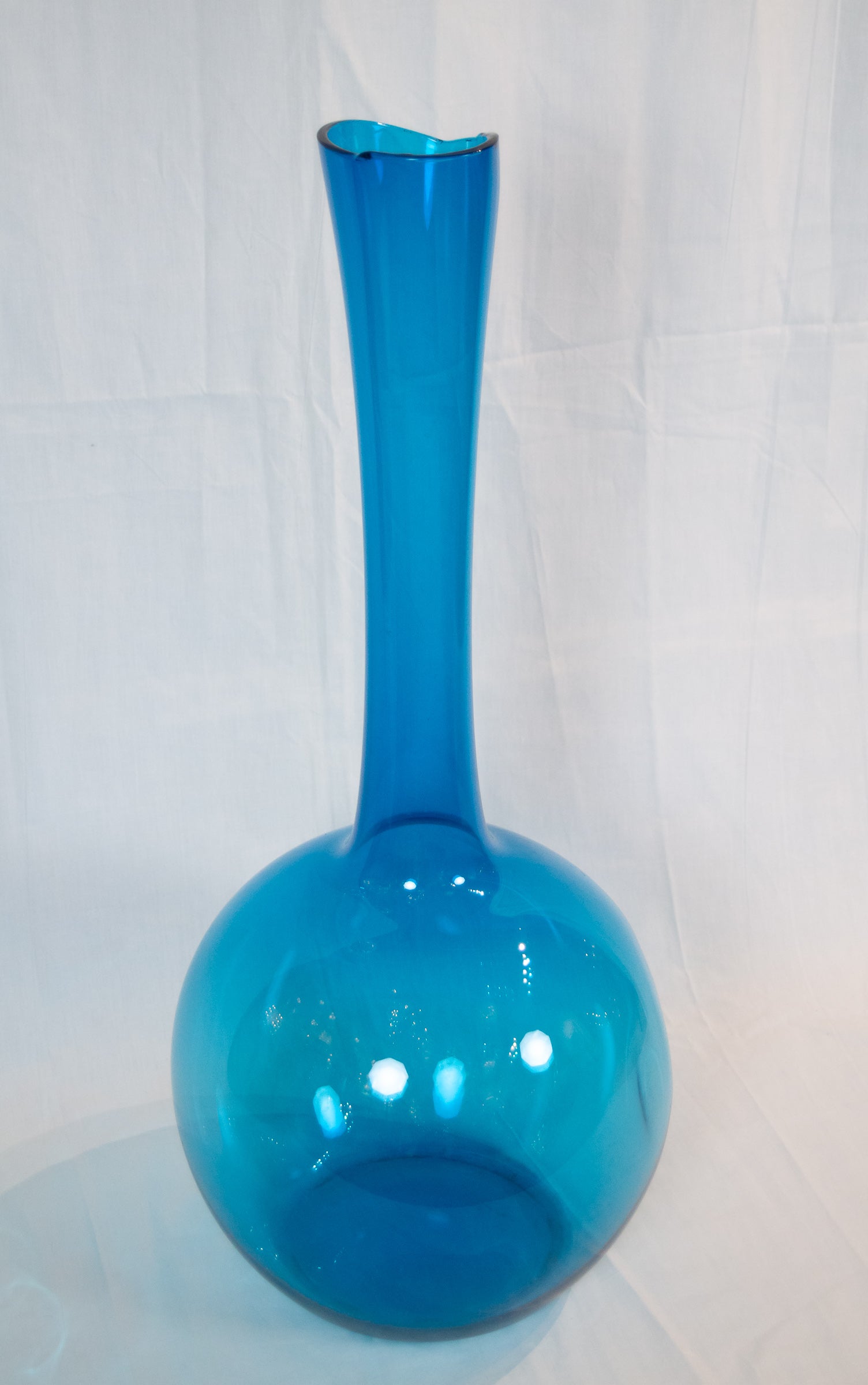 Massive Blue Glass Elongated Vase Attributed to Joel Philip Myers -  Blenko Glass Co