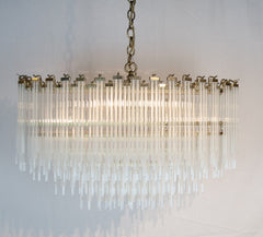 Clear & Frosted Prism Rod Brass Oblong Chandelierin the Manner of Gaetano