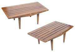 Studio-Made Slat Benches with Brass Accents