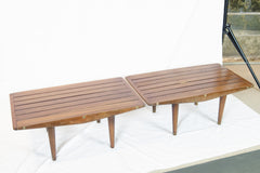 Studio-Made Slat Benches with Brass Accents